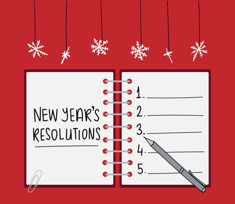drawing of a notebook that reads New Year's Resolution