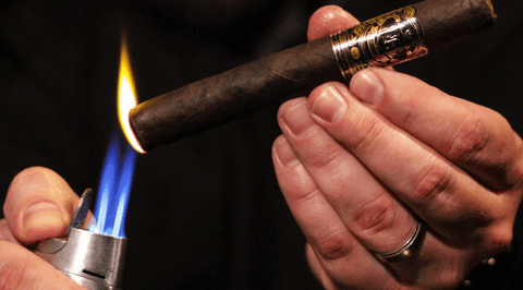 cigar being lit
