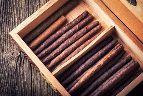 cigar collection in wooden box