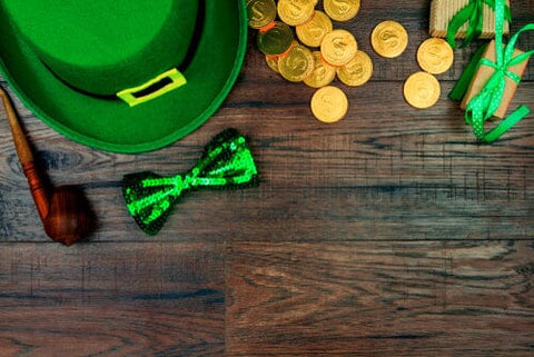St Patrick themed items on wooden table