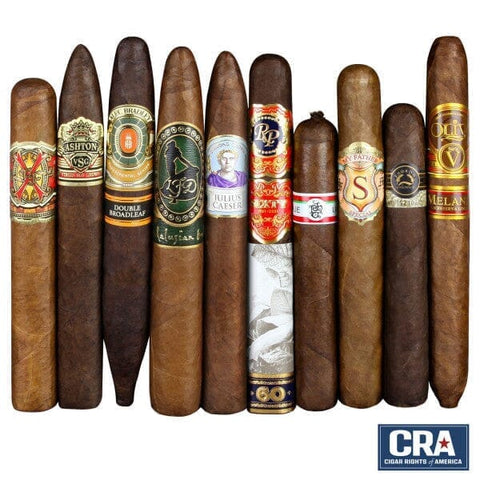 various brand cigars lined up