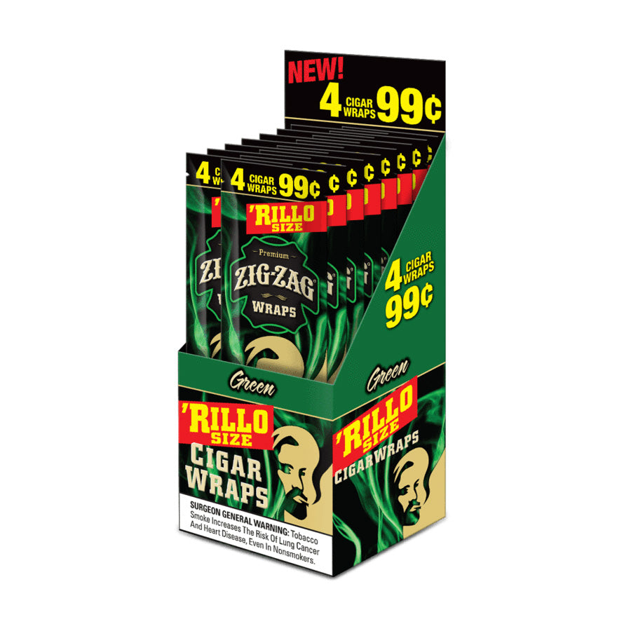 Zig Zag Green Rillo Size Blunt Wraps | BnB Tobacco