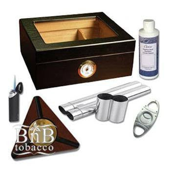 Capri Black Oak Glasstop Humidor Kit - bnb-tobacco