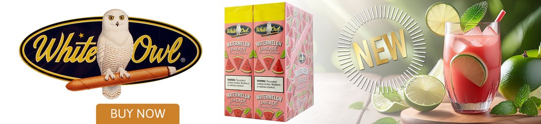 White Owl Watermelon Limeade cigarillos are a limited edition cigarillo that are mild and smooth handcrafted cigars, made with high-quality wrapper and filler tobaccos. These Cigarillos are machine-made in the USA, and have a special, sweet taste enhanced with a refreshing flavor. Enjoy the superior taste of White Owl cigars.